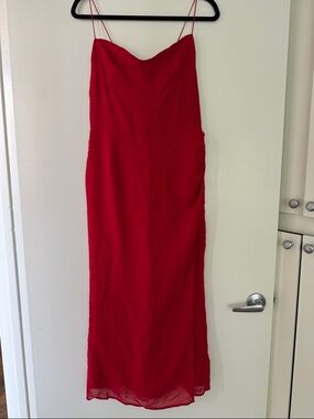 Reformation Kourtney cherry red Spaghetti-Strap Slip Dress